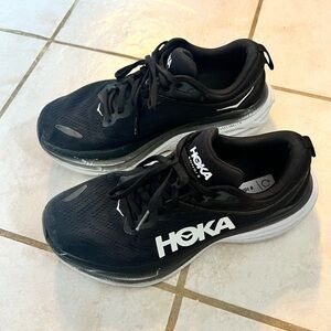 HOKA Bondi 8 Black and White Athletic Shoes